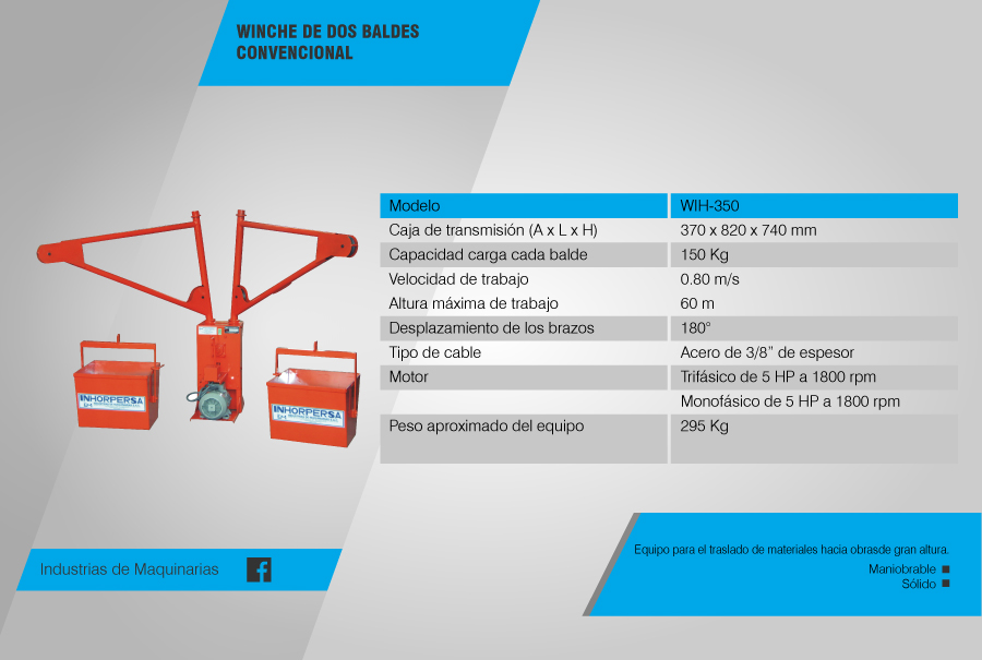 winche de dos baldes convencional