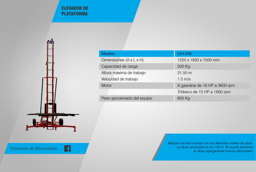 fabricación de elevador de plataforma